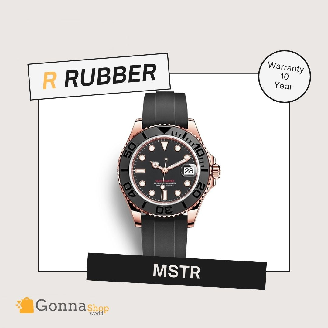 Luxury Watch Mstr Rose Gold 18k Plated Rubber