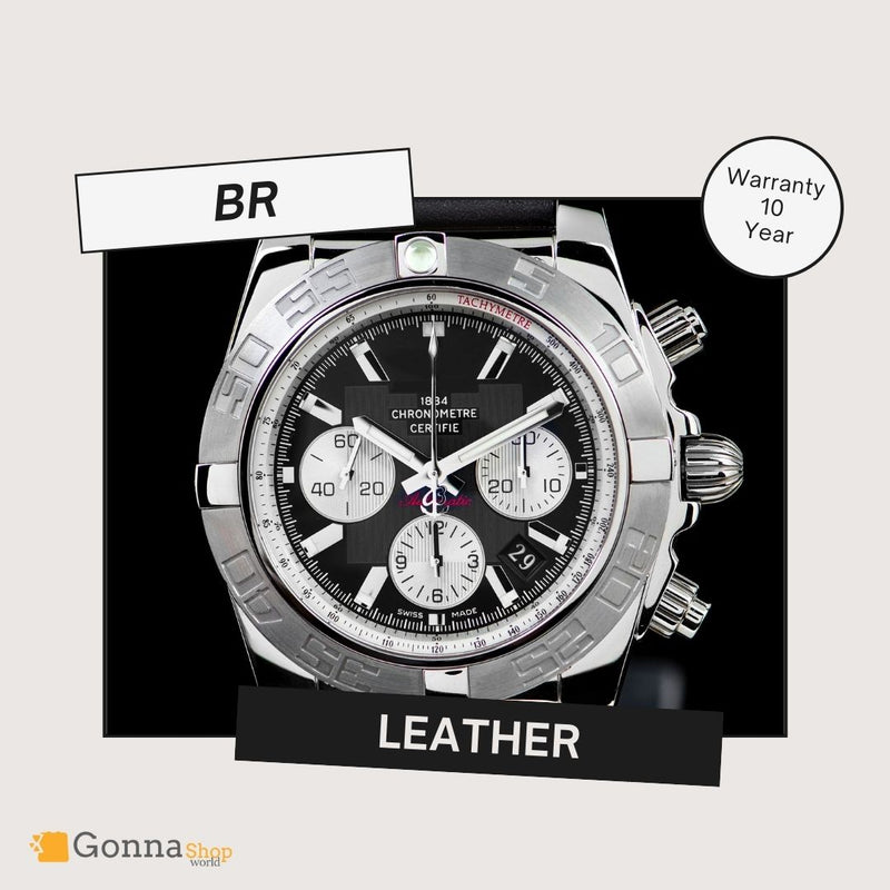 Luxury Watch BR Chronomat Black Dial Leather