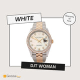 ساعة فاخرة DJT Half Gold White 36 للمرأة مطلية عيار 18 قيراط