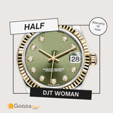 Luxury Watch DJT Woman Green Half Gold 18k