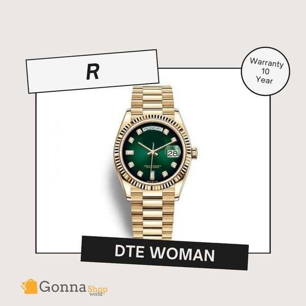 Luxury Watch DTE All Green Gold 18k Plated For Woman