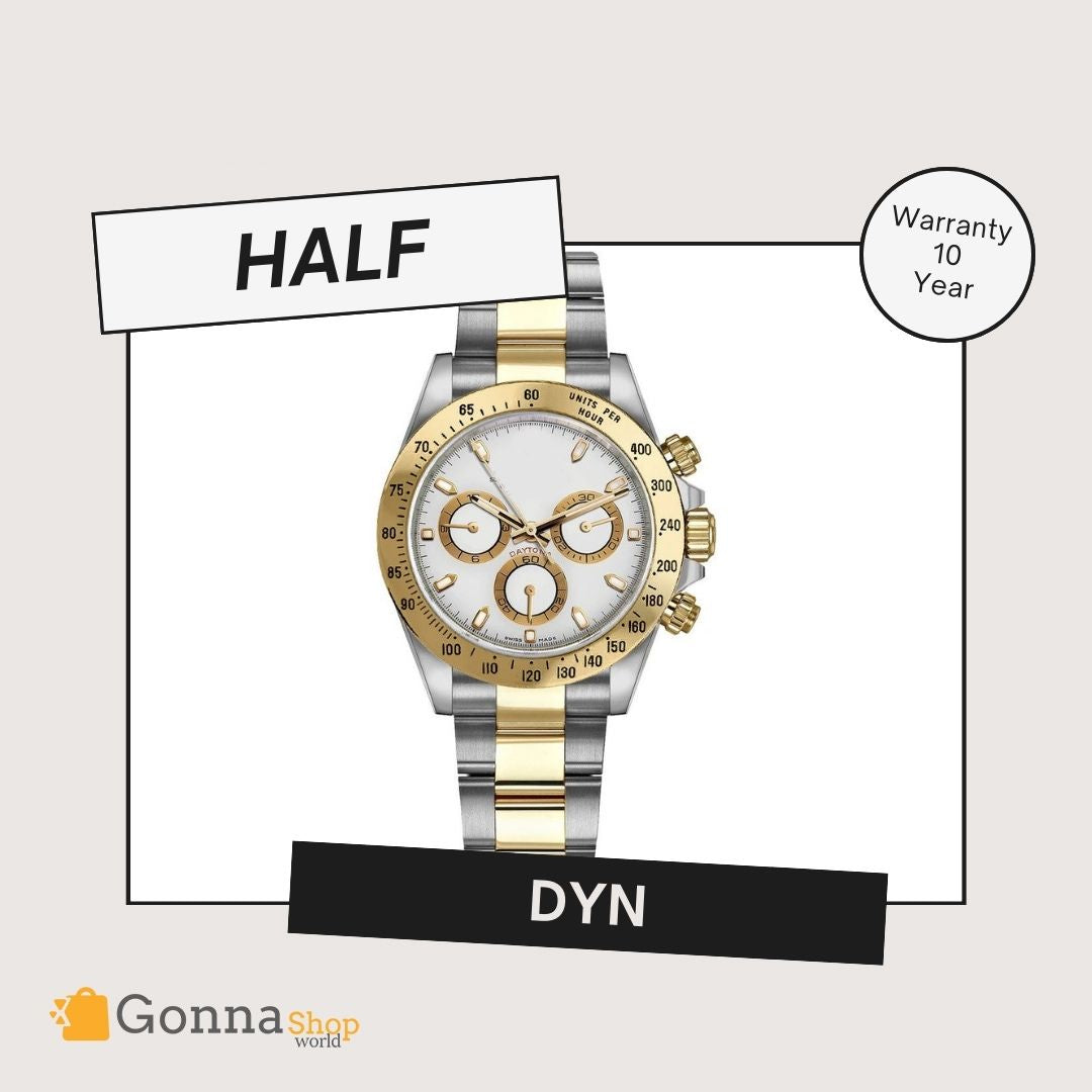 Luxury Watch DYN White Half Gold 18k