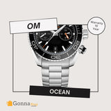 Luxury Watch OM Ocean Black Silver