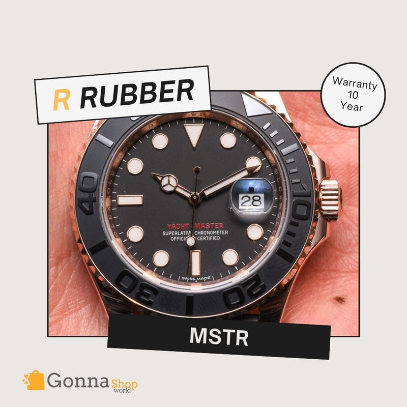 Luxury Watch Mstr Rose Gold 18k Plated Rubber